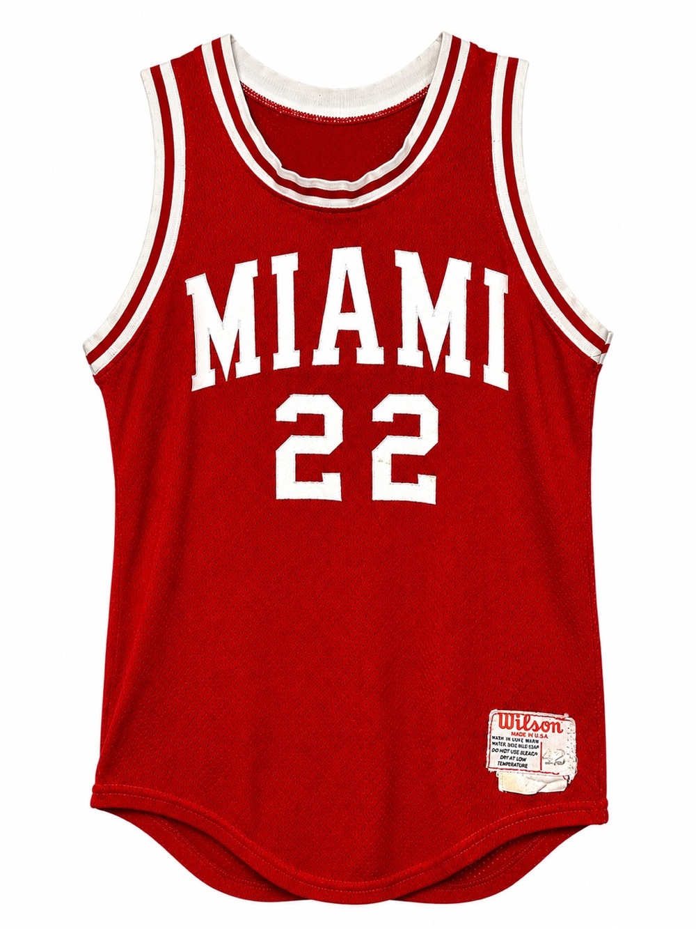 Vintage Wilson Miami #22 Basketball Jersey USA Made‎ Red Mesh Tank 42